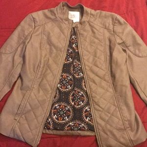 Faux leather tan jacket from Oso Casuals